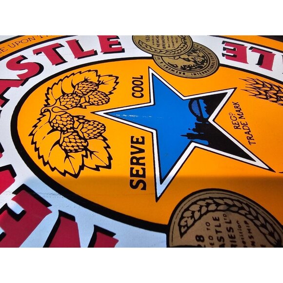 Newcastle Brown Ale Sign The One And Only Fiberboard Beer Label Double Sided - Picture 6 of 15